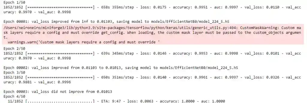 Efficientnet Ketas training results