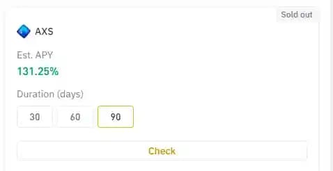 AXS APY Binance